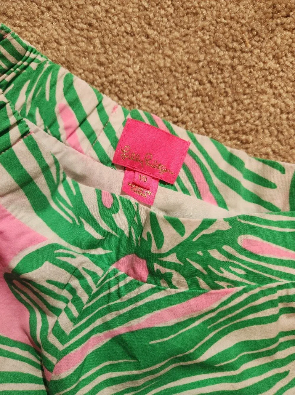 Lilly Pulitzer Girls Gabriella Skirt Who Let The Fronds Out Pink Green 10